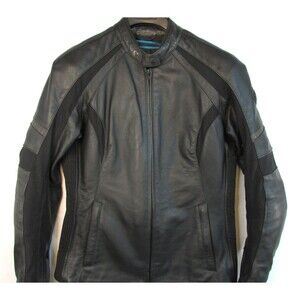 Triumph Leather Motorcycle Jacket Mens Medium Black Insulated Padded Lined